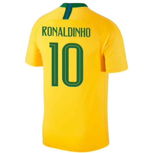 Camiseta Brasil 1ª Ronaldinho 2018 Amarillo